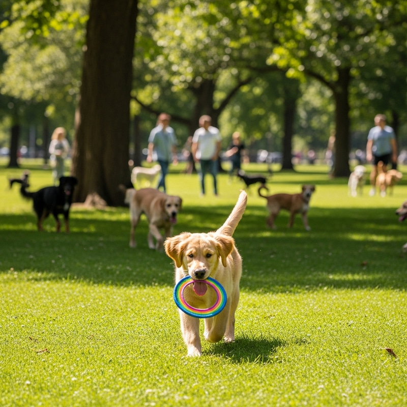 Cute Golden Retriever Dog Having Fun Outdoors