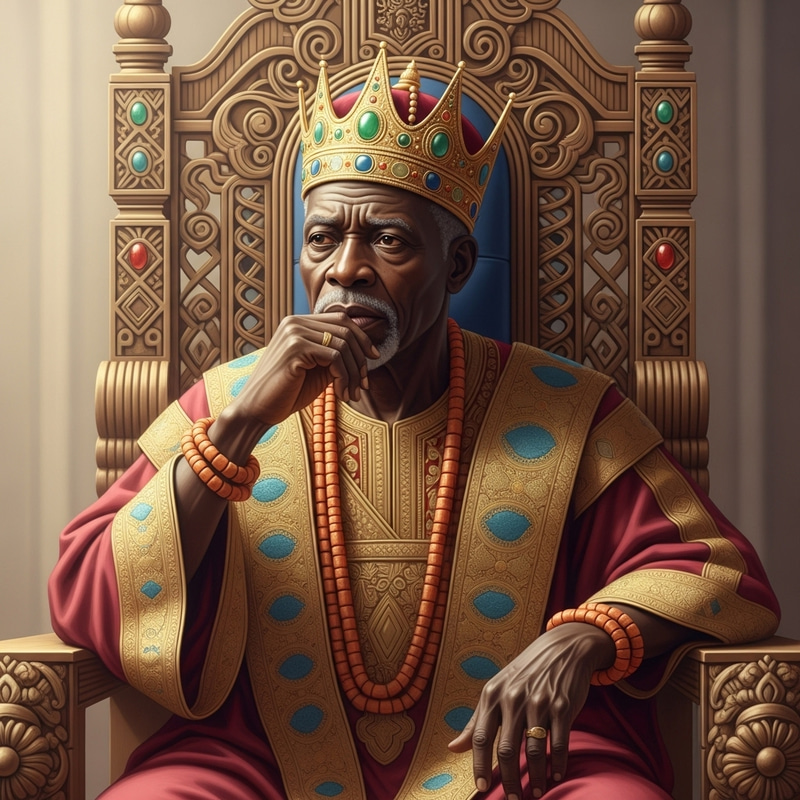 African King Sitting on Throne - Wisdom and Nobility Captured African King Sitting on Throne - Wisdom and Nobility Captured