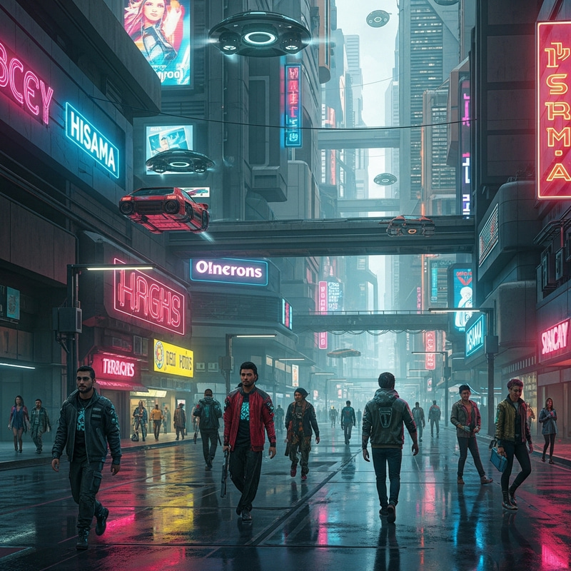 Futuristic Tech in a Vibrant Cyberpunk Cityscape Futuristic Tech in a Vibrant Cyberpunk Cityscape