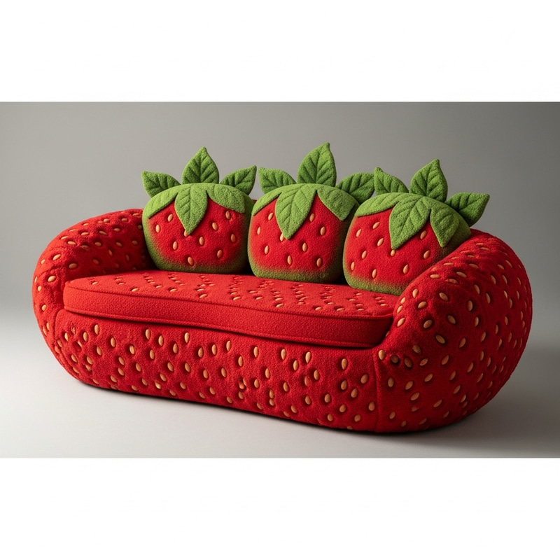 Unique Strawberry Shaped Sofa for a Whimsical Touch