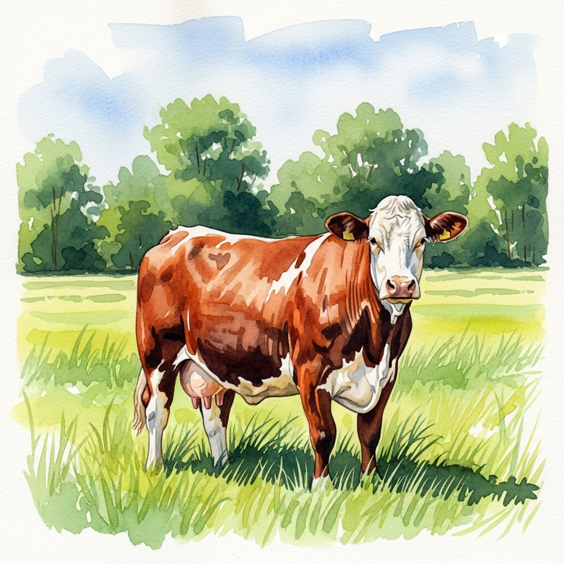 Watercolor Simmental Cow Artwork Watercolor Simmental Cow Artwork