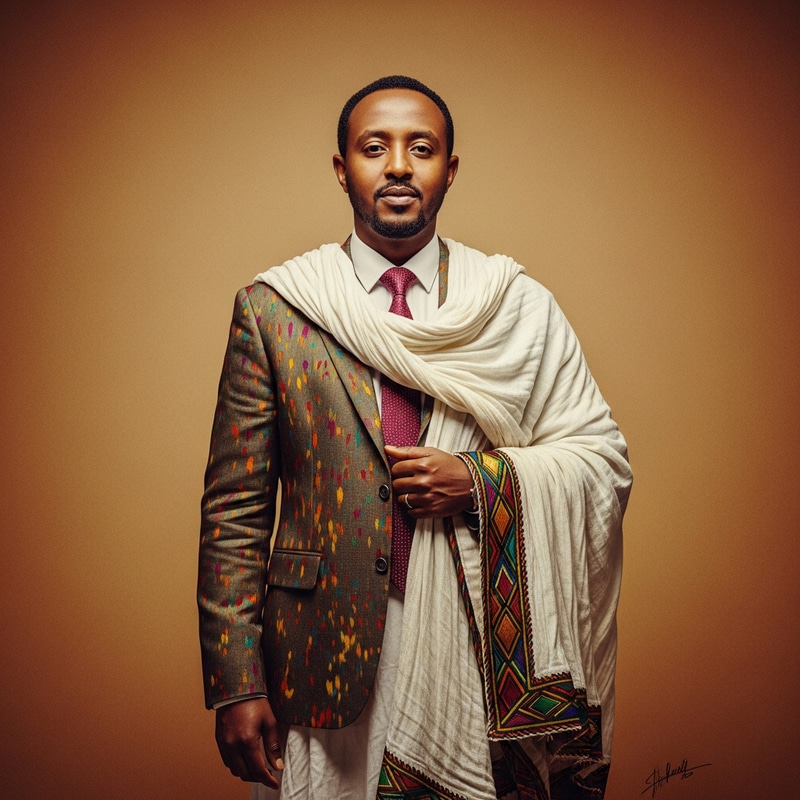 Richly Attired Ethiopian Businessman | Vibrant Cultural Fusion Richly Attired Ethiopian Businessman | Vibrant Cultural Fusion