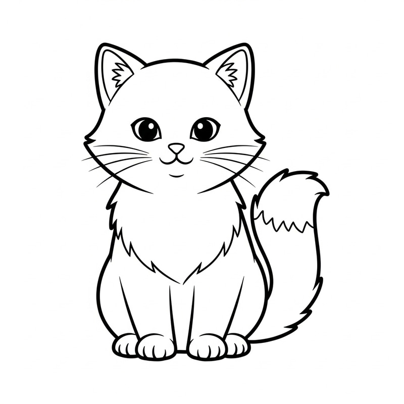 Adorable Cat Coloring Image for 6-Year-Olds | Kids Coloring Activity