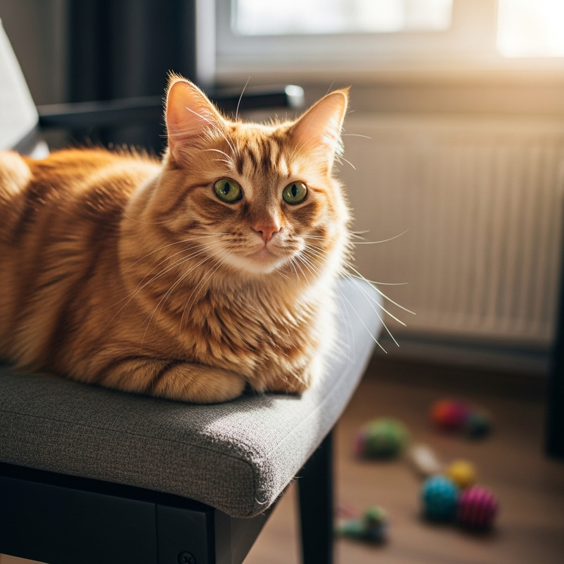 Adorable Ginger Cat Relaxing on Cozy Chair Adorable Ginger Cat Relaxing on Cozy Chair