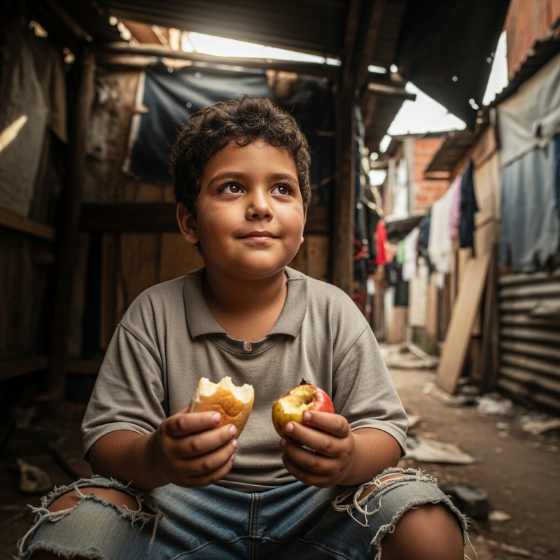 Determined Brazilian Boy in Slums: Conquering Adversity with Resilience Determined Brazilian Boy in Slums: Conquering Adversity with Resilience