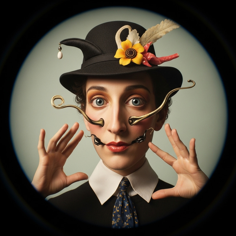 Vibrant Surrealist Portrait With Fisheye Distortion
