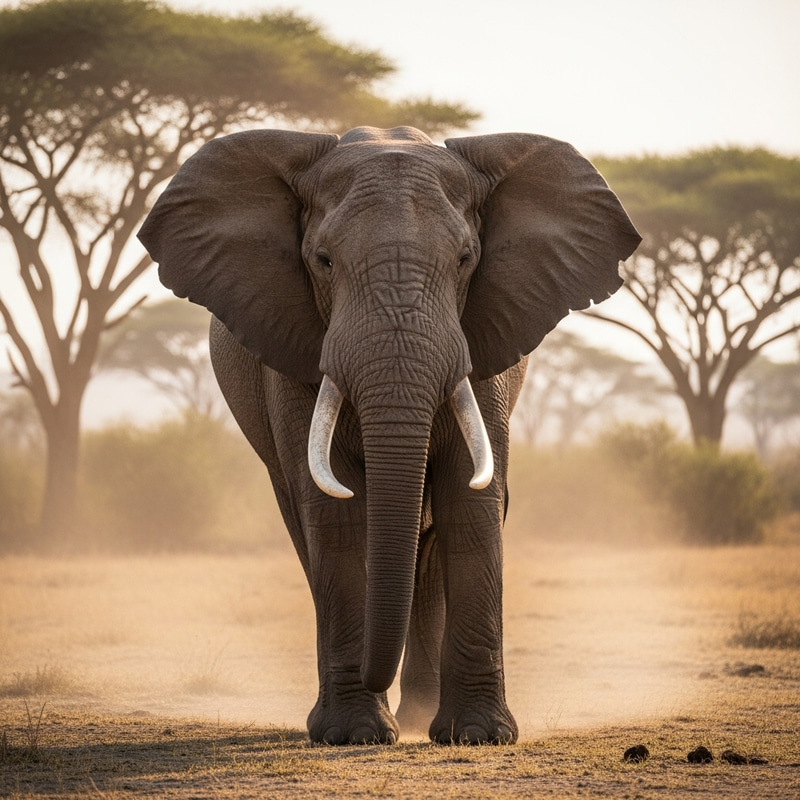 Majestic Elephant with Large Tusks in Natural Habitat
