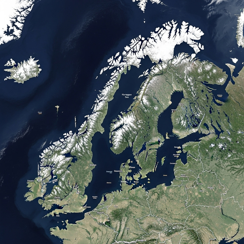 Satellite View of Norway and United Kingdom | Natural Landscapes