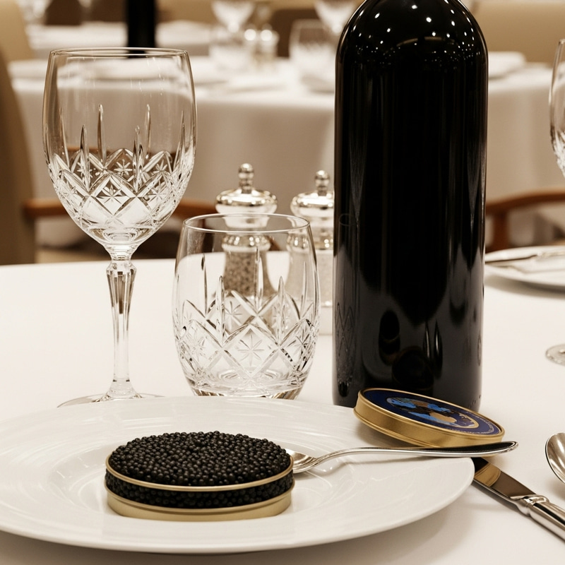 Elegant Black Caviar Dining with Wine Pairing Elegant Black Caviar Dining with Wine Pairing
