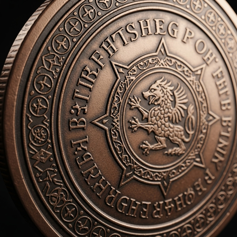 Intricately Designed Fantasy Copper Coin | Vintage Kingdom Symbols