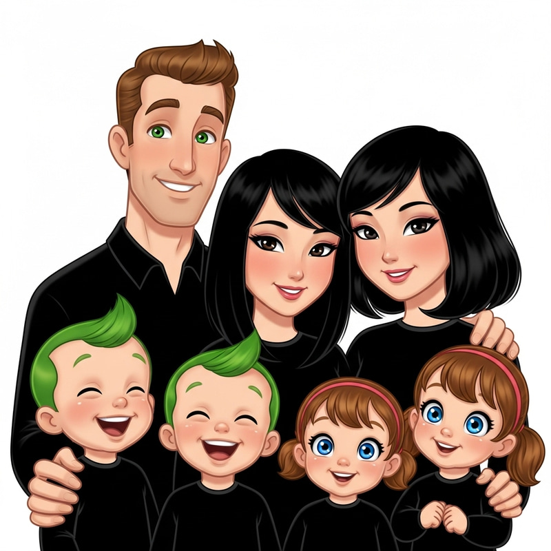 Joyful Family Portrait in Pixar Style