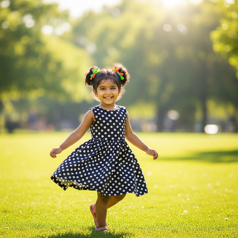 Cute South Asian Girl in Colorful Park