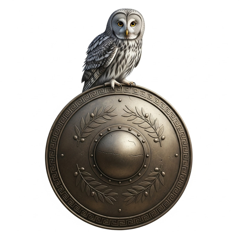 Owl Symbolizing Athena on Ancient Greek Shield Owl Symbolizing Athena on Ancient Greek Shield