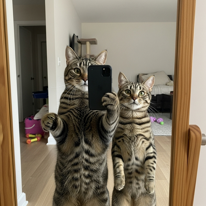 Cute Cats Take Mirror Selfie Together Cute Cats Take Mirror Selfie Together