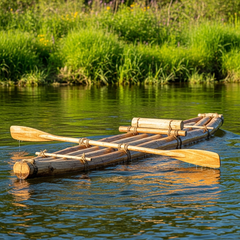 Logs in River Kayak Scene Logs in River Kayak Scene