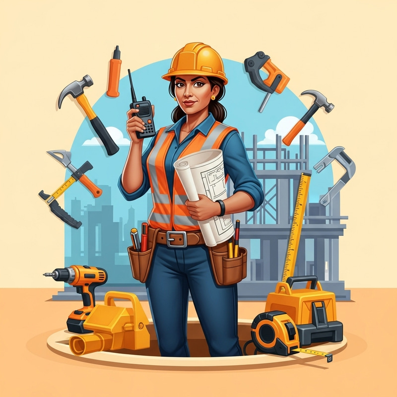 Female Construction Foreman Pop-up Style Illustration Female Construction Foreman Pop-up Style Illustration