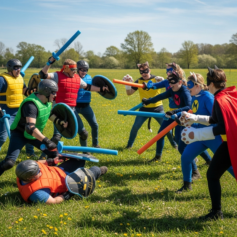 Bobo and Team Playful Battle with Cat Superheroes in Open Field Bobo and Team Playful Battle with Cat Superheroes in Open Field