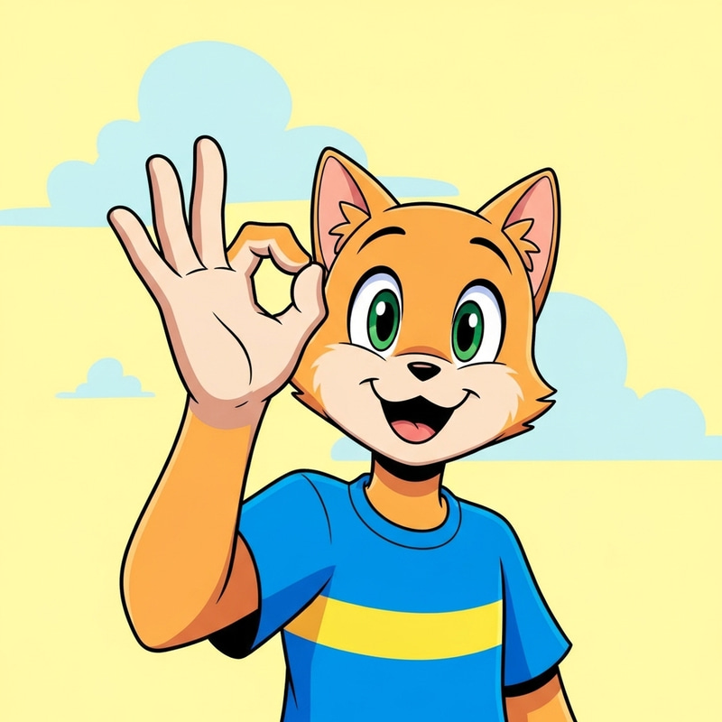 Cartoon Character Pointing Up | Thumbs Up Gesture Cartoon Character Pointing Up | Thumbs Up Gesture