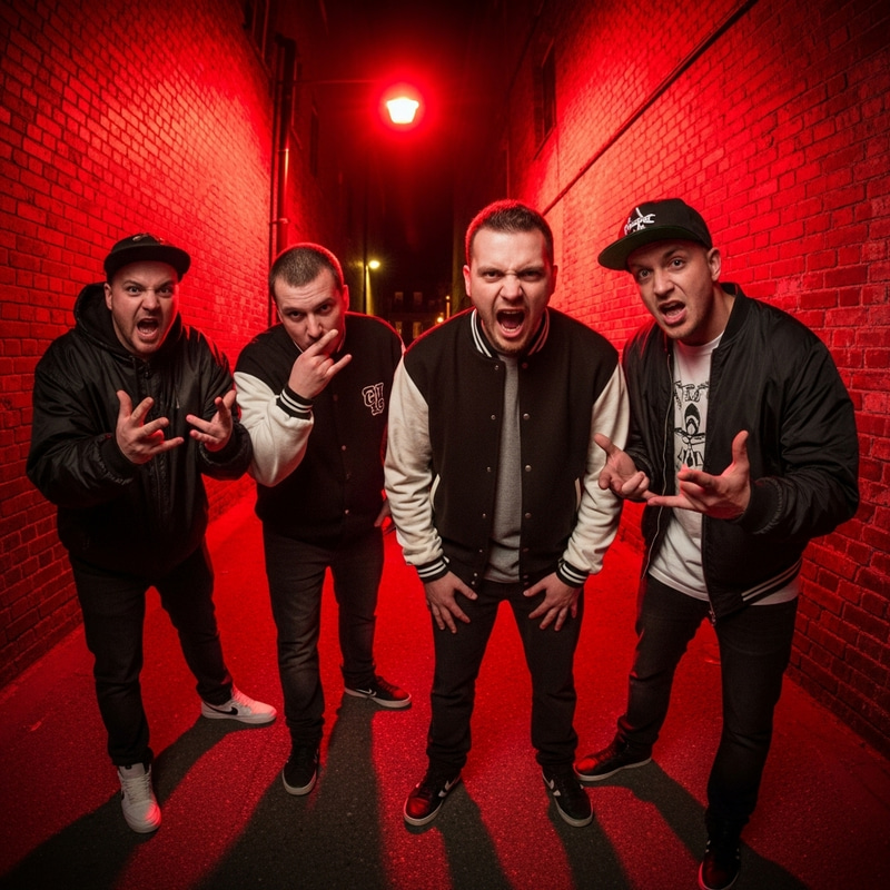 Vintage Gangster Style: Urban Streetwear Photoshoot in Dark Alleyway