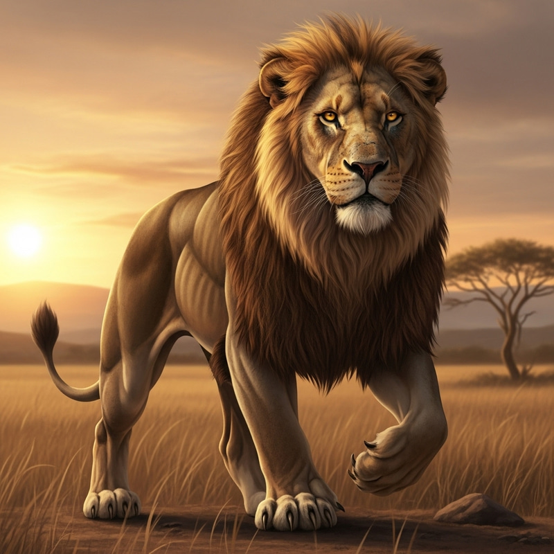 Majestic Lion of Judah in the Golden Savannah