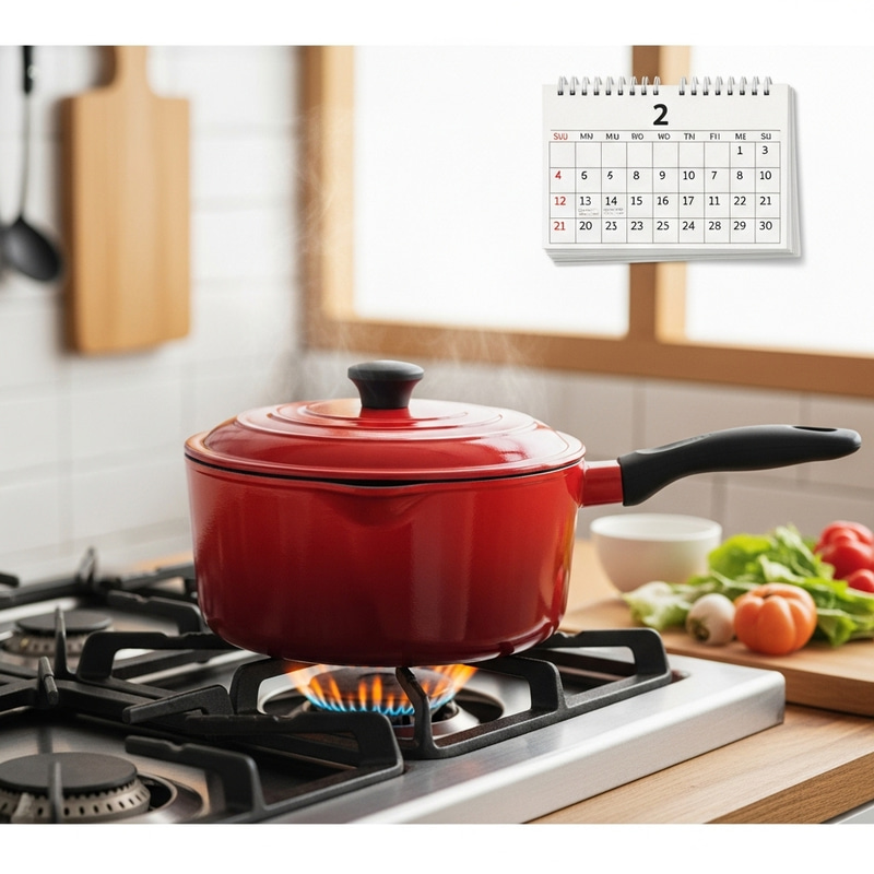 Red Pot for Two Weeks of Lunch | Cozy Kitchen Scene Red Pot for Two Weeks of Lunch | Cozy Kitchen Scene