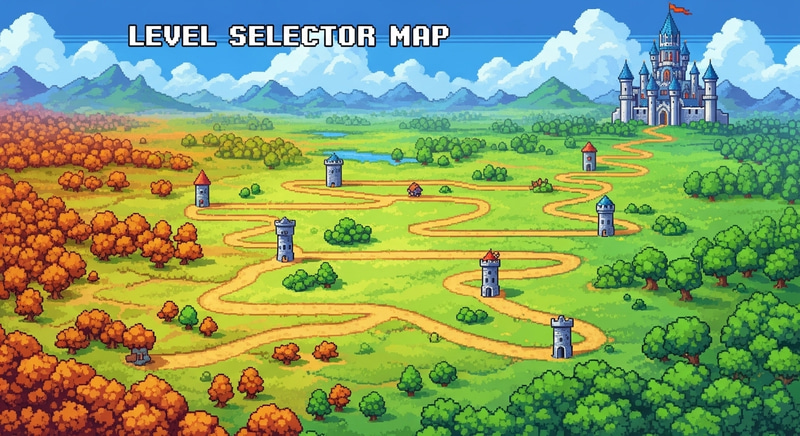 Pixelated Adventure Map for Platformer Games Pixelated Adventure Map for Platformer Games