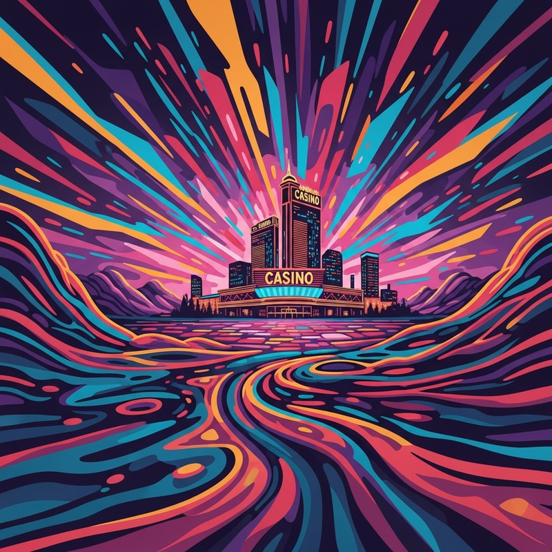 Abstract Landscape: Casino & Vibrant Neon Lights