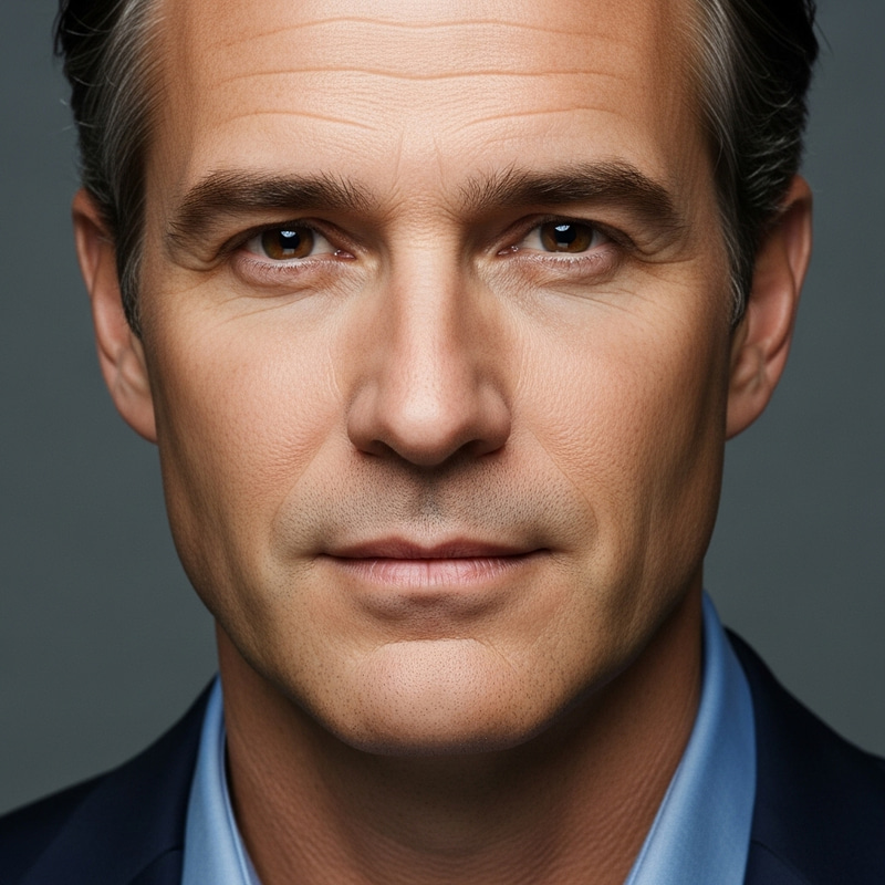 Wise and Youthful 45-Year-Old Male Close-Up Portrait Wise and Youthful 45-Year-Old Male Close-Up Portrait