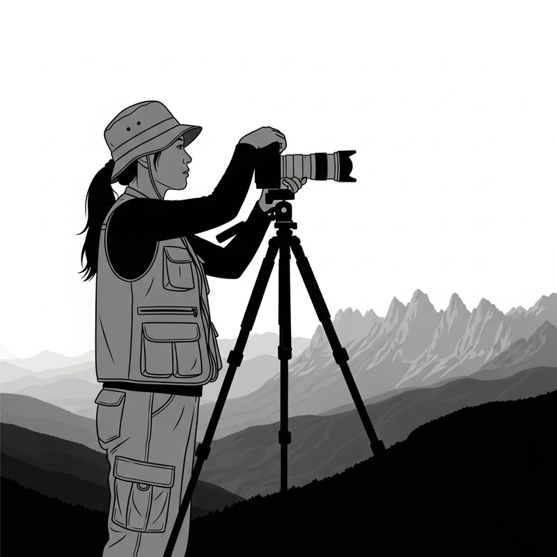 Silhouette of Female Photographer Capturing Image Silhouette of Female Photographer Capturing Image