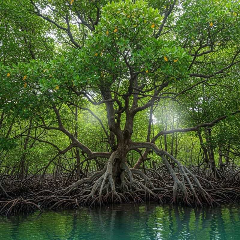 Tranquil Mangrove Tree Scene: Underwater Forest Beauty Tranquil Mangrove Tree Scene: Underwater Forest Beauty