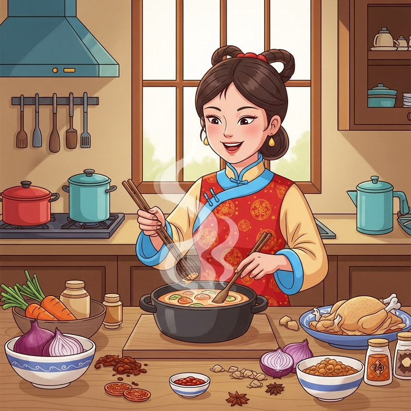 Joyful Chinese Mom Preparing Heartwarming Soup | Family Tradition