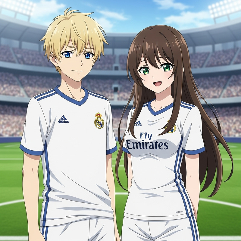 Cute Real Madrid Jersey Anime Boy and Girl - Fan Art Cute Real Madrid Jersey Anime Boy and Girl - Fan Art