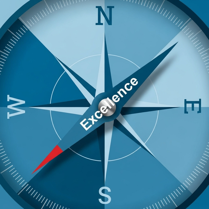 Aiming for Excellence - Compass pointing North with 'Excellence' Aiming for Excellence - Compass pointing North with 'Excellence'