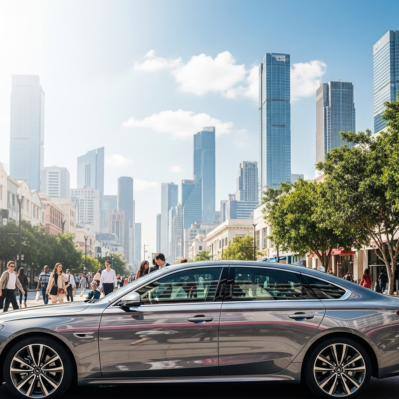 Sleek City Car in Urban Setting | Automotive Scene