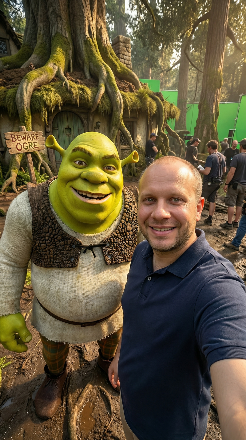 Selfie with Shrek: Capturing a Movie Magic Moment Selfie with Shrek: Capturing a Movie Magic Moment