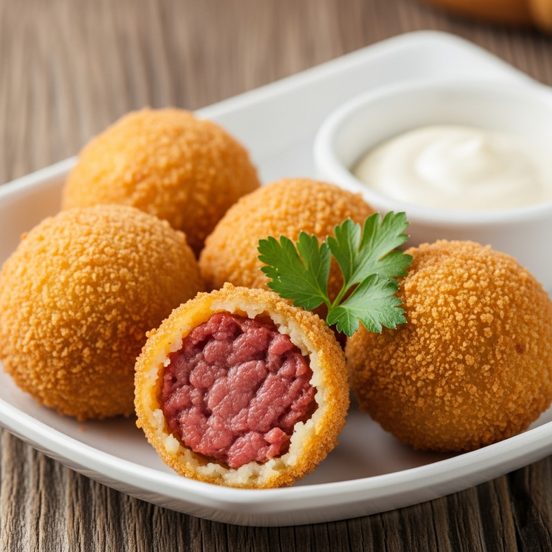 Smoked Meat Croquettes Recipe with Creamy Sauce Smoked Meat Croquettes Recipe with Creamy Sauce