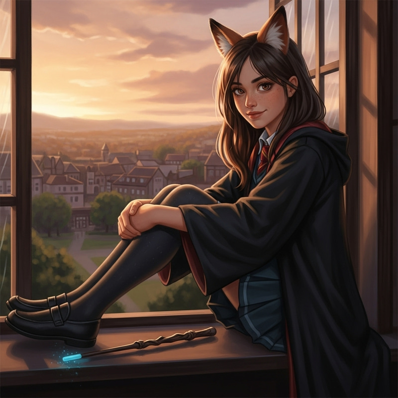 Enigmatic Slytherin Girl Oil Painting | Hogwarts Grounds View Enigmatic Slytherin Girl Oil Painting | Hogwarts Grounds View