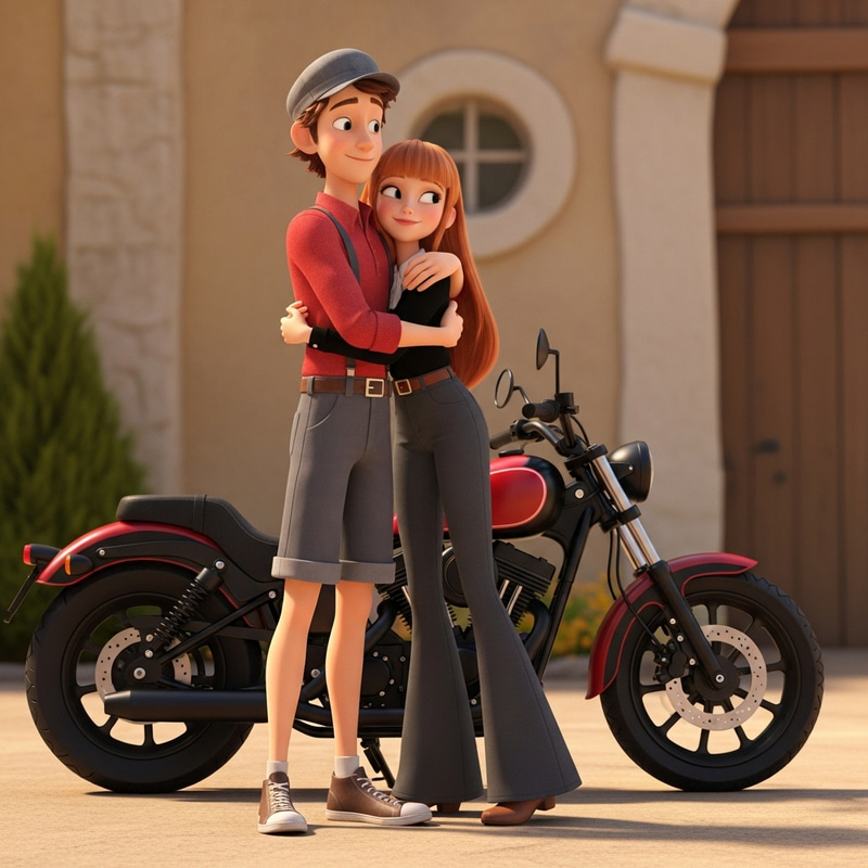 Family-Friendly Animated Film Scene with Charming Couple