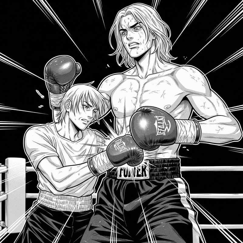 Dynamic Boxing Match Illustration: Intense Comic Art