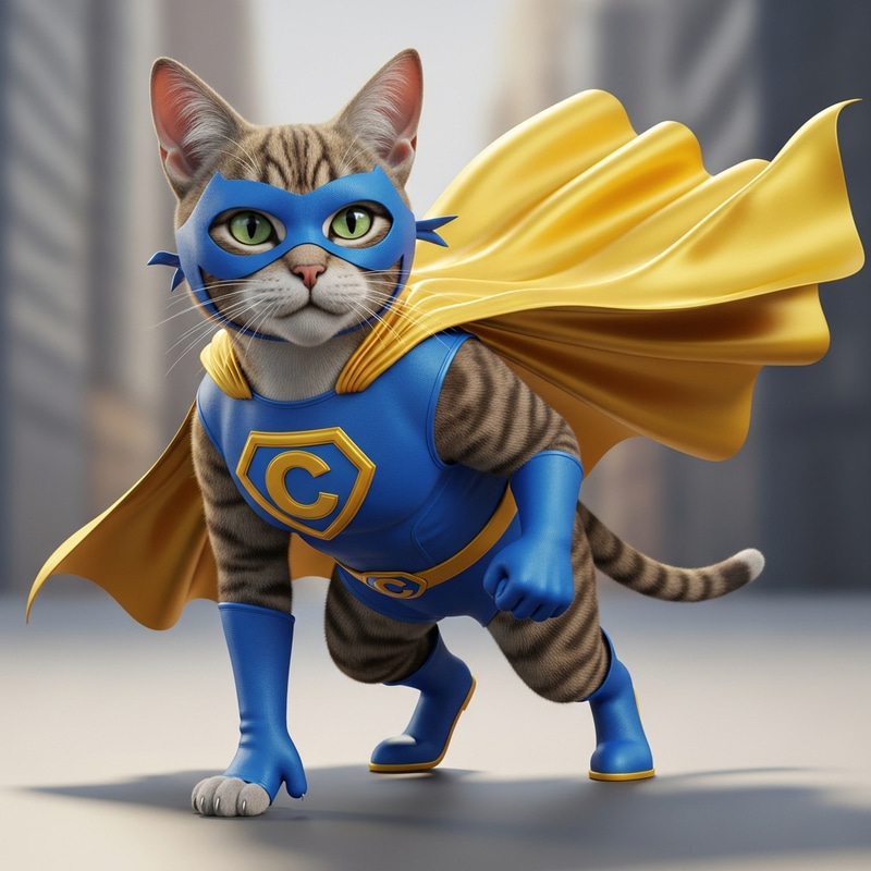Tabby Cat Superhero Costume | 3D Rendering Tabby Cat Superhero Costume | 3D Rendering