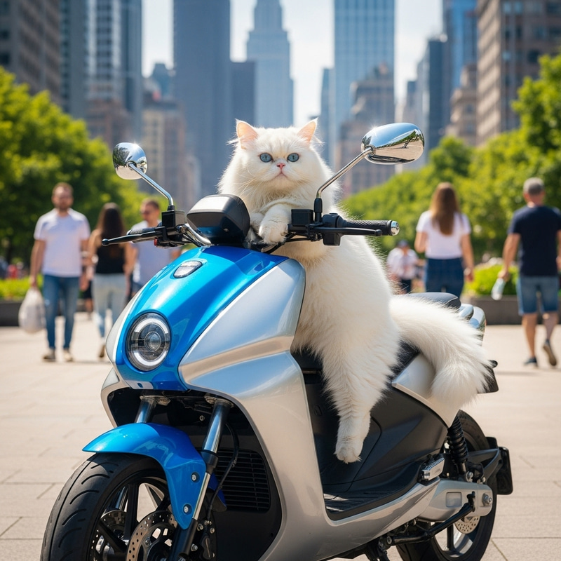 Adorable Cat Riding Electric Vehicle Adorable Cat Riding Electric Vehicle