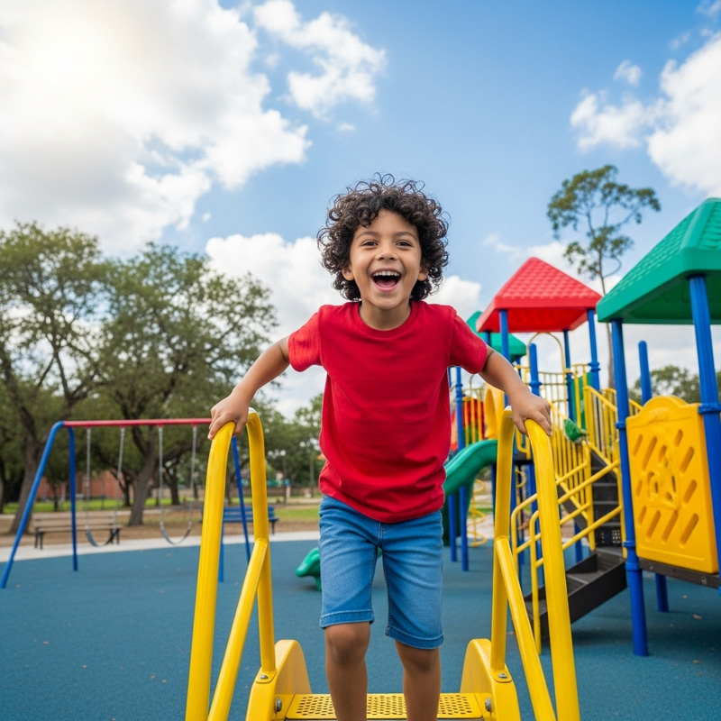 Joyful Kids Playing in Colorful Playgrounds Joyful Kids Playing in Colorful Playgrounds