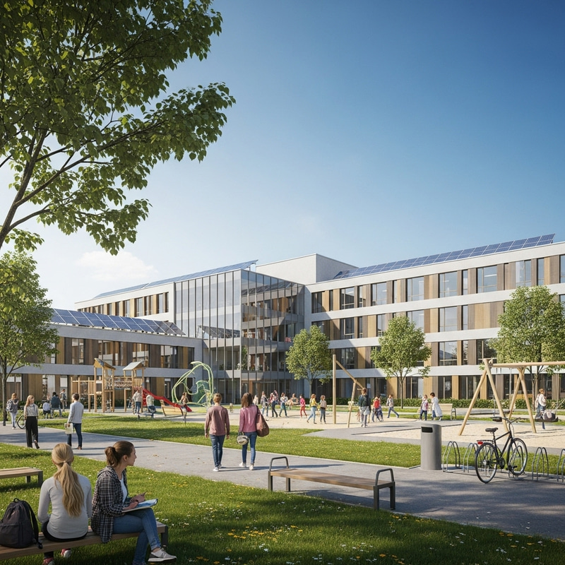 Realistic Photo of a Modern School | School Name