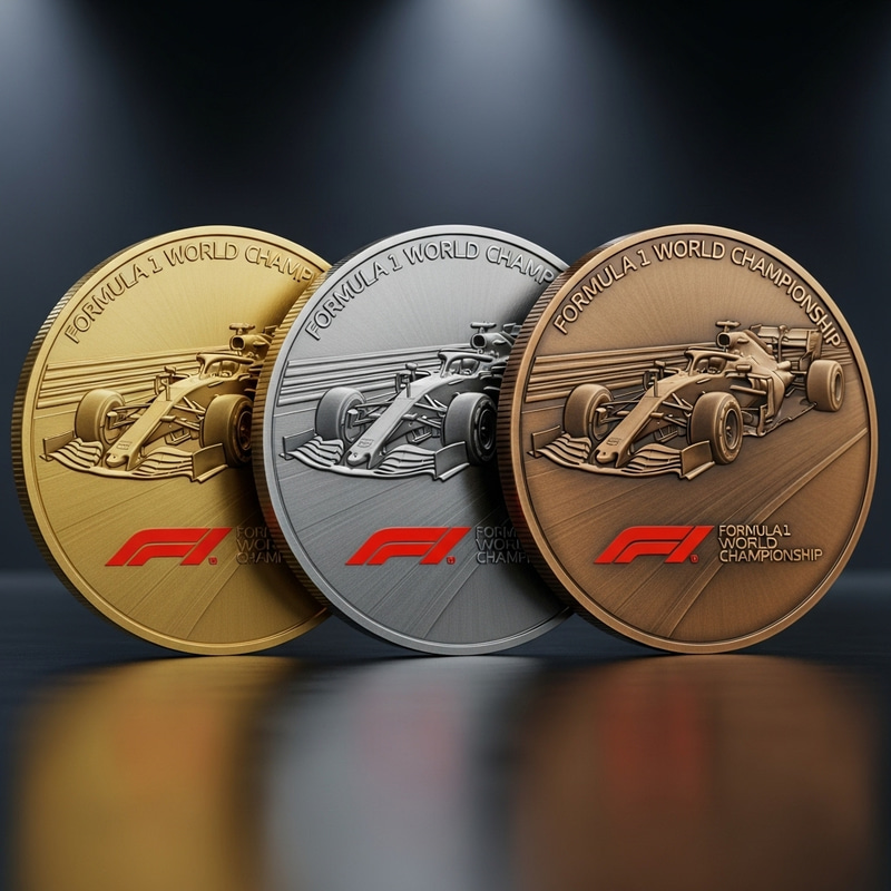 Golden, Silver, Bronze F1 Coins - Exquisite Collection