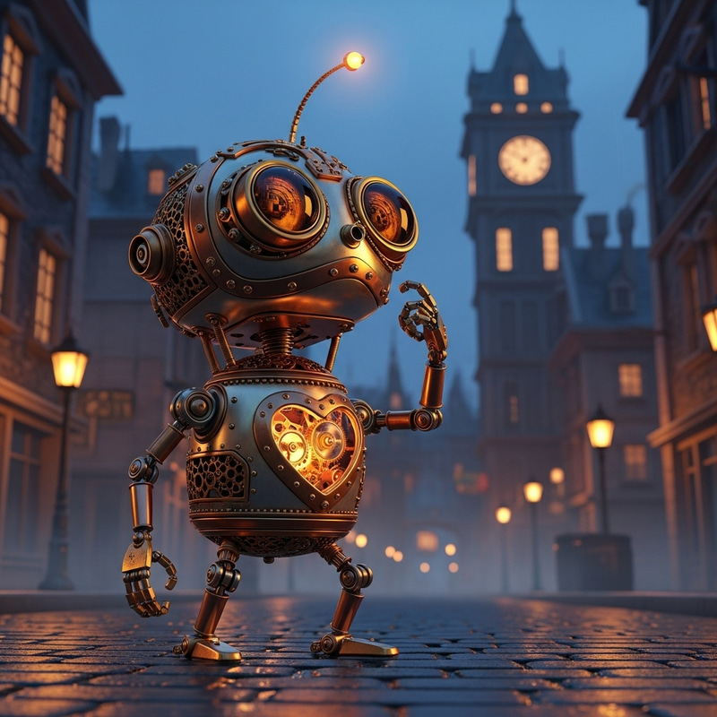 Adorable Steampunk Mechanical Entity - Photorealistic Art Adorable Steampunk Mechanical Entity - Photorealistic Art
