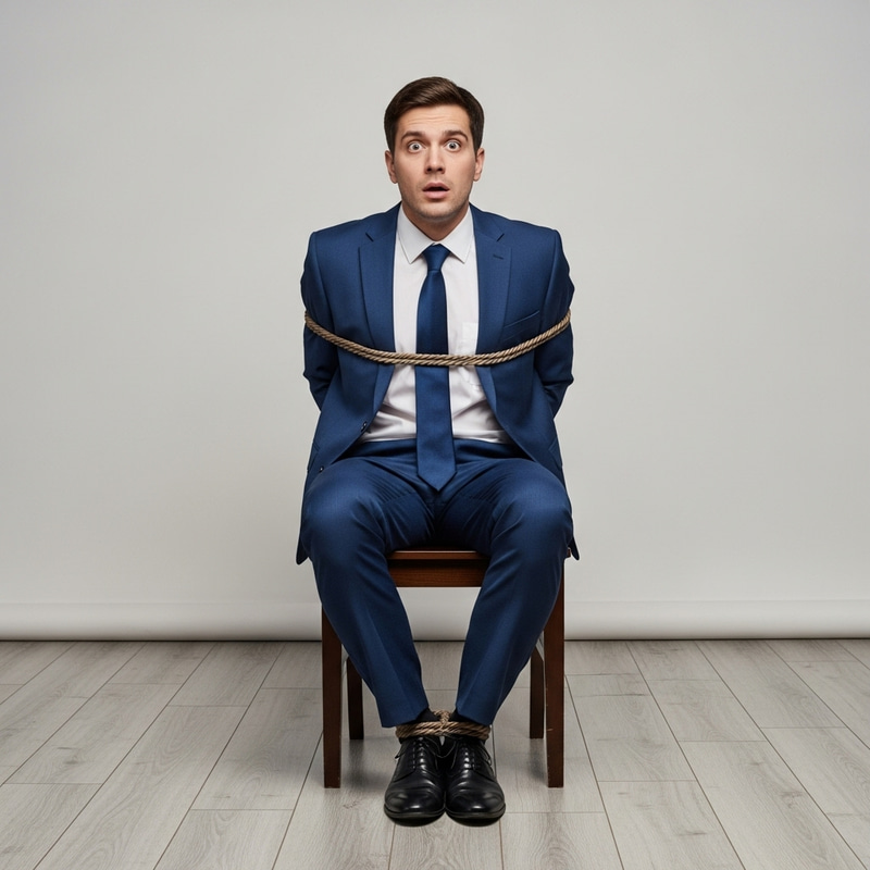 Surprised Man in Suit Seated on Chair Surprised Man in Suit Seated on Chair