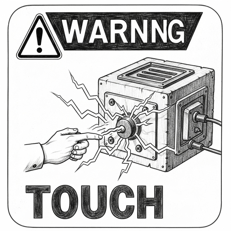 Warning Sign: Don't Touch Transformer - Pencil Sketch