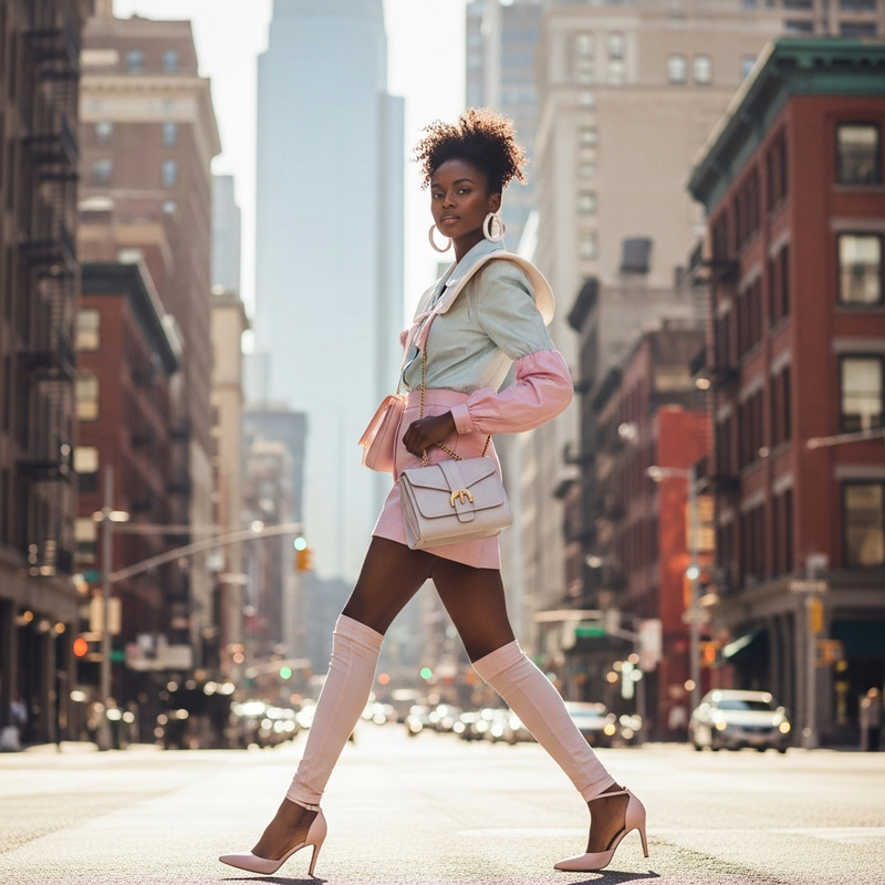 Stylish Fashion Model in Urban Setting Stylish Fashion Model in Urban Setting