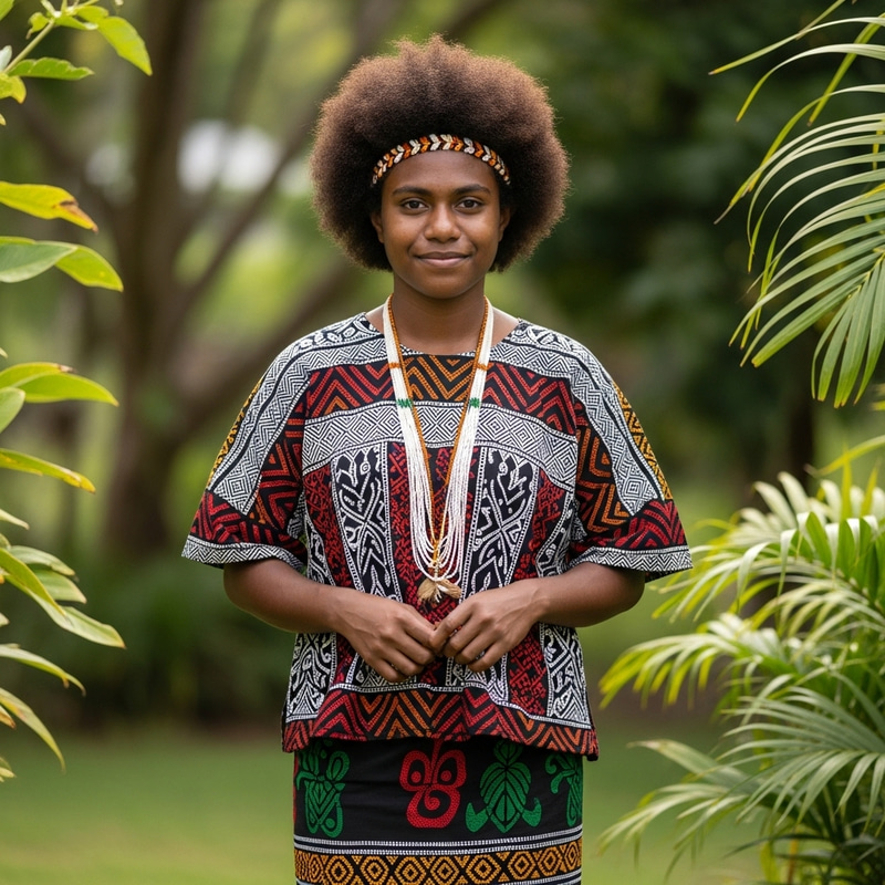 Afro Hair PNG Girl in Traditional Meri Blouse and LapLap Afro Hair PNG Girl in Traditional Meri Blouse and LapLap