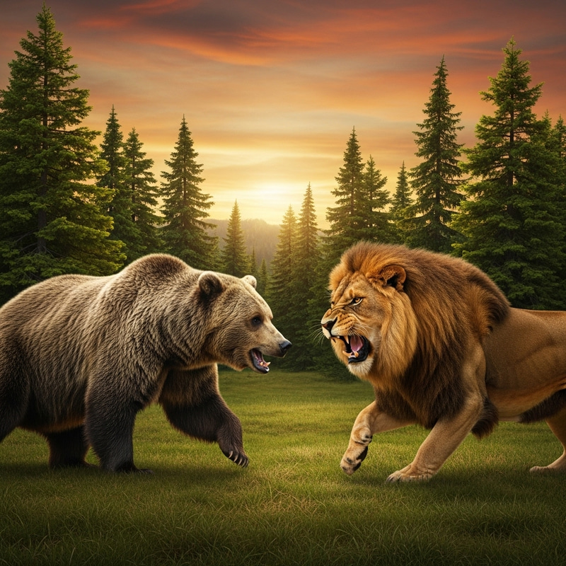 Epic Grizzly Bear vs. African Lion Battle in the Wild Epic Grizzly Bear vs. African Lion Battle in the Wild